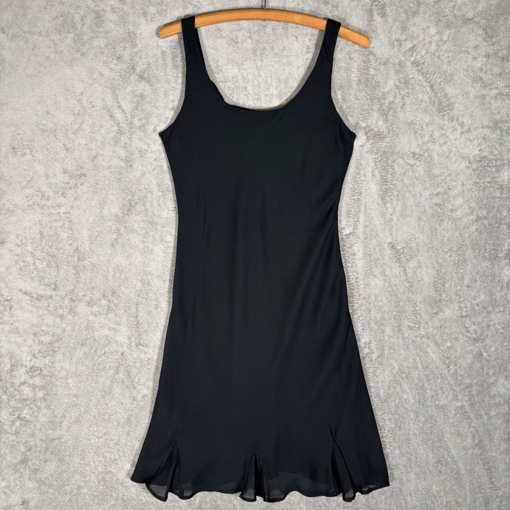 Niki by Niki Livas Vintage Black Strappy Back Ruffle Hem Dress Fits S Y2K 90s